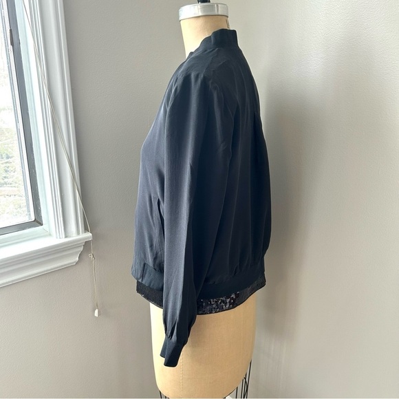 Eileen Fisher Women’s Black 100% Silk Bomber Jacket Size XS - Picture 7 of 17